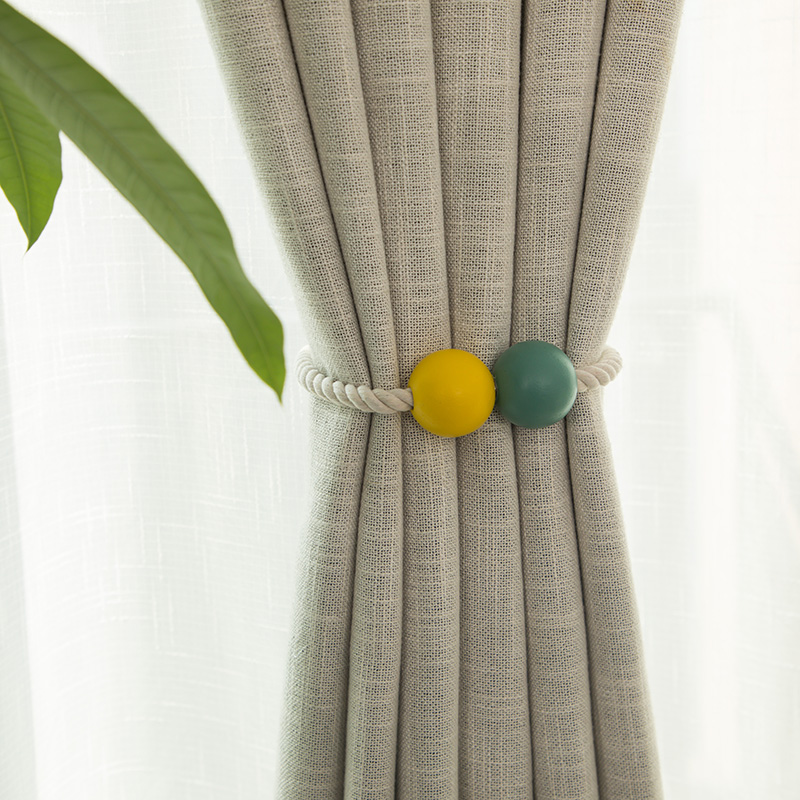美式简约窗帘绑带窗帘扣绳子创意木球磁铁扣吸力吊球窗帘夹挂钩