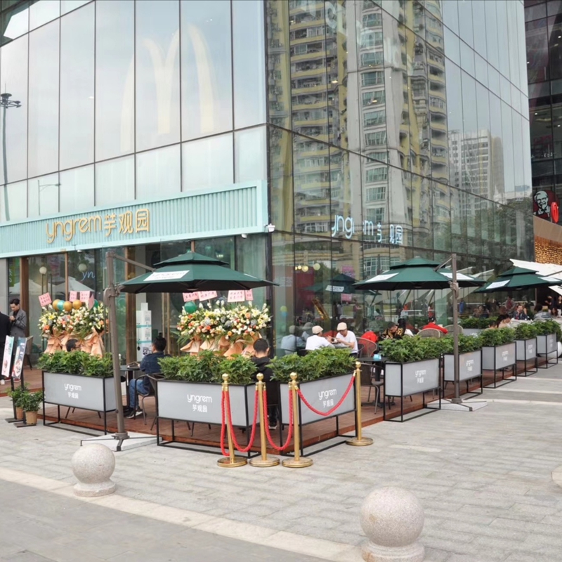 户外隔断花架餐厅铁艺花槽围栏商业街门店绿植架广场外摆种植花箱