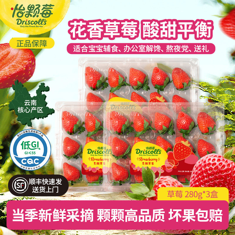怡颗莓云南红颜草莓果酸甜时令当季新鲜水果商用蛋糕生日礼物女生