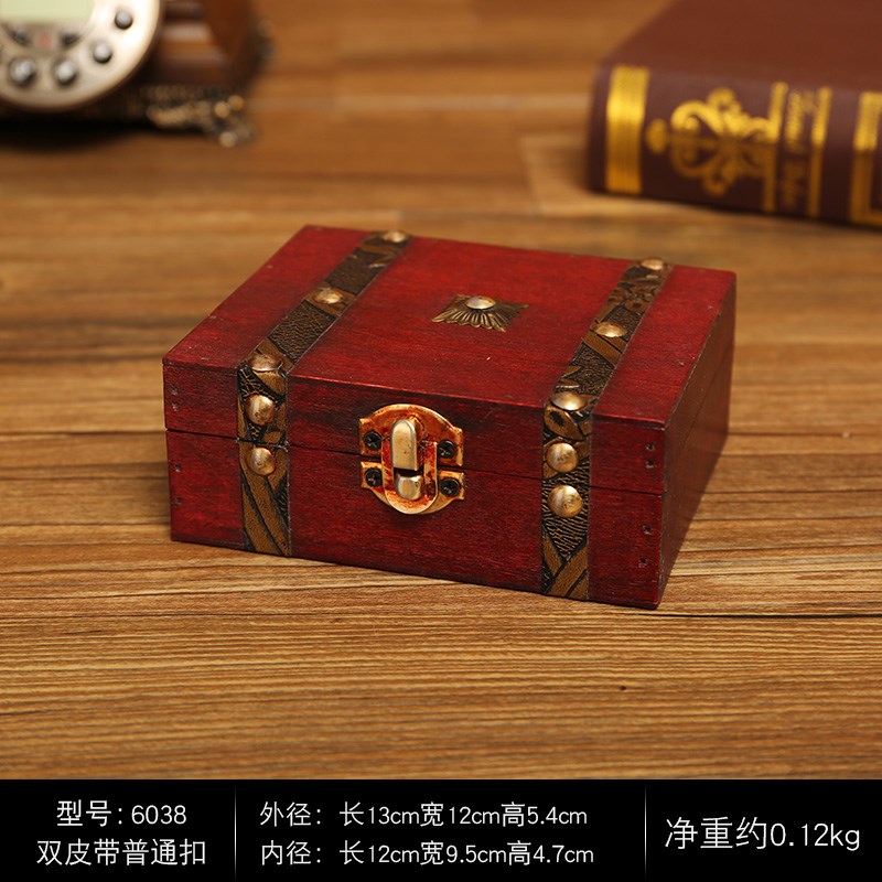 复古木质收纳盒带锁密码盒信件卡片百宝箱小木箱储物木盒子封