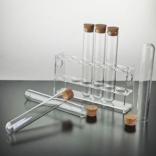 展览展示 6孔透明亚克力试管架 套装 30玻璃试管 木塞