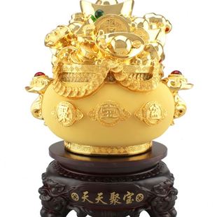 饰 源鸿华存钱聚盆工艺品树脂摆件家用客厅玄关店铺开业礼品装