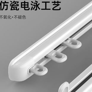 轨静音滑轨导轨铝合金窗帘杆滑道滑轮超 窗帘轨道伸缩顶装 侧装