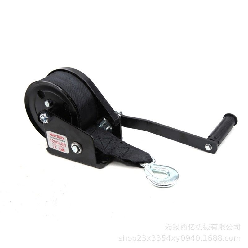 摩托艇双向自锁1200磅绞盘/刹车手摇绞车10米织带布带刹车/卷扬机