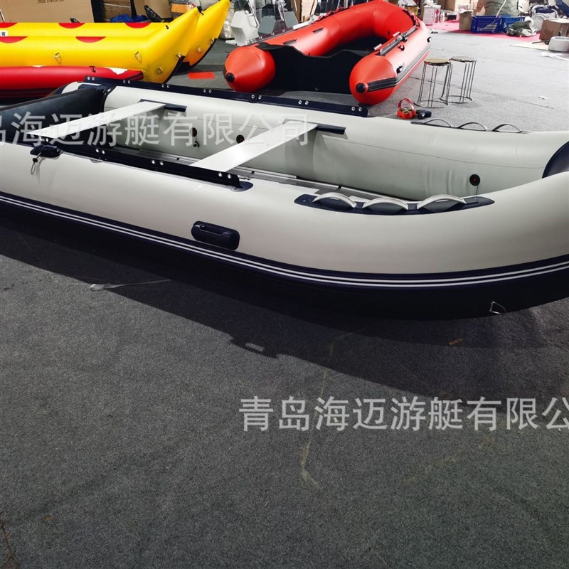 4.3米 PVC充气橡皮艇 铝合金地板冲锋舟 海钓钓鱼艇 运动休闲艇