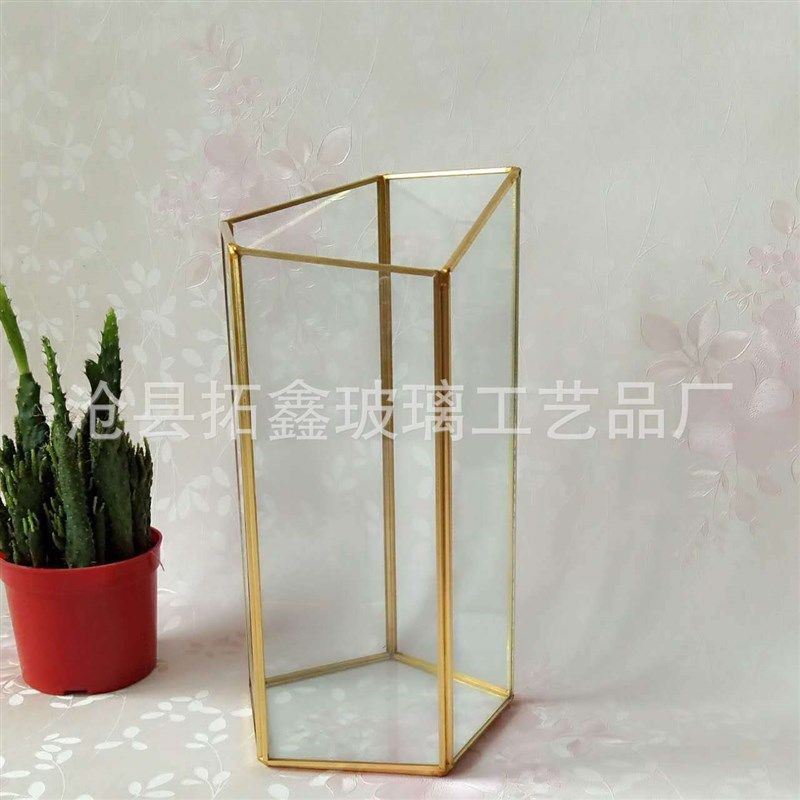 五面立柱几何形微景观透明玻璃花瓶  多肉植物生态创意花盆 花器