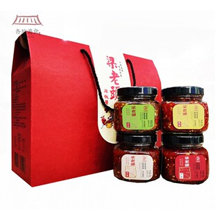 登封梁老头辣椒酱礼盒280g*4瓶拌面下饭酱咸菜微辣蒜香 河南特产