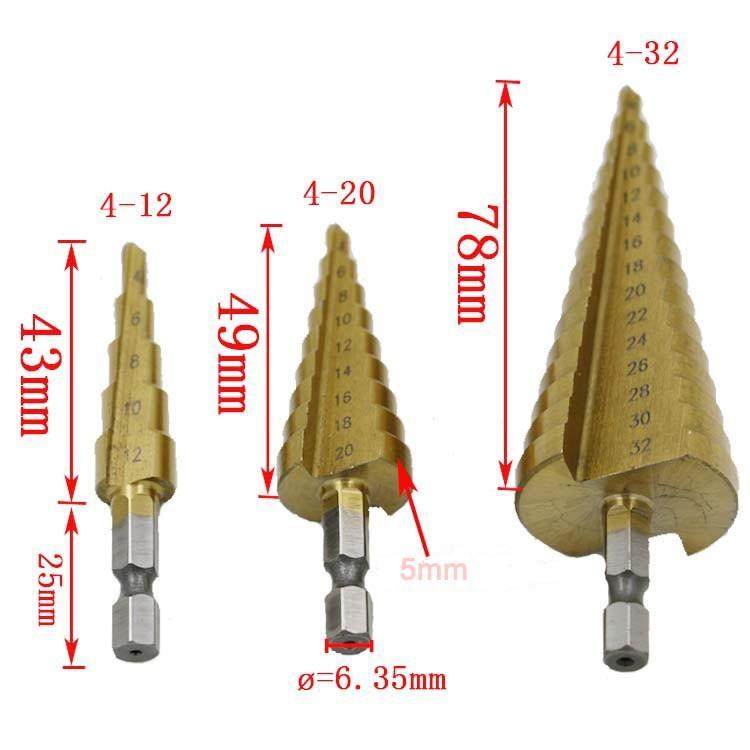 六角柄阶梯钻宝塔钻头台阶钻开扩孔器钢板铁板铝板钻孔4-32,五金/工具,攻丝机/攻牙机,淘宝优惠券,粉丝福利购,淘宝优惠卷