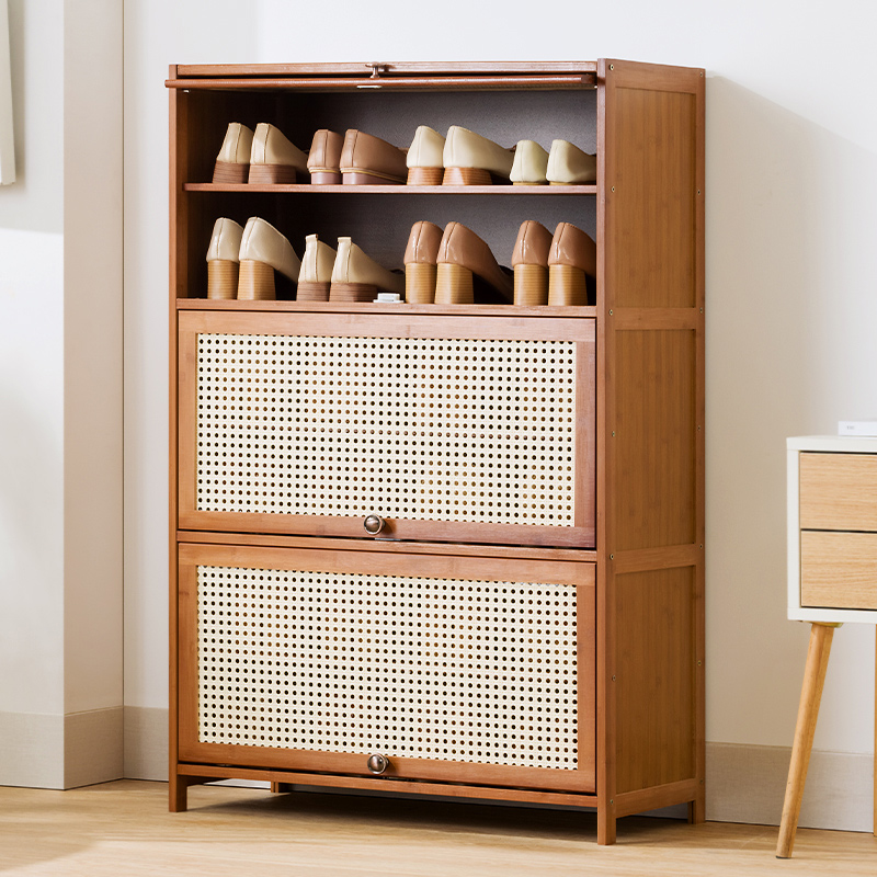 仿藤编鞋柜家用门口简易鞋架子经济型放室内好看收纳多层防尘宿舍