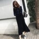 藤堂家大码 显瘦打底J连帽鱼尾连衣裙荷叶边卫 超长款 女秋新款 韩版