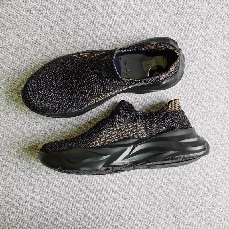 外贸男布鞋飞织网面轻便一脚蹬懒人鞋透气休闲鞋厚底袜子鞋老爹鞋