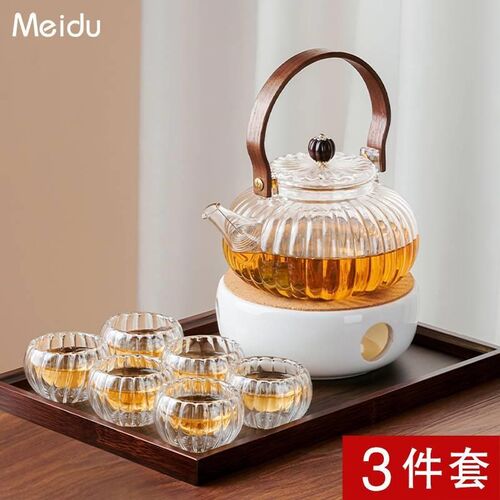 玻璃煮茶壶家用耐热花茶s壶茶杯套装泡茶烧水壶温茶炉围炉煮茶器