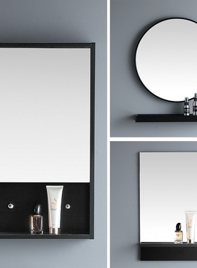 实木浴室镜柜小尺寸简约r40CM灰卫生间收纳柜现代厕所镜子白色柜