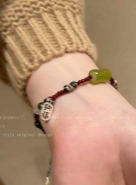 天然石竹节串珠手链女轻奢小众高级精致民族风手饰新中式复古手串