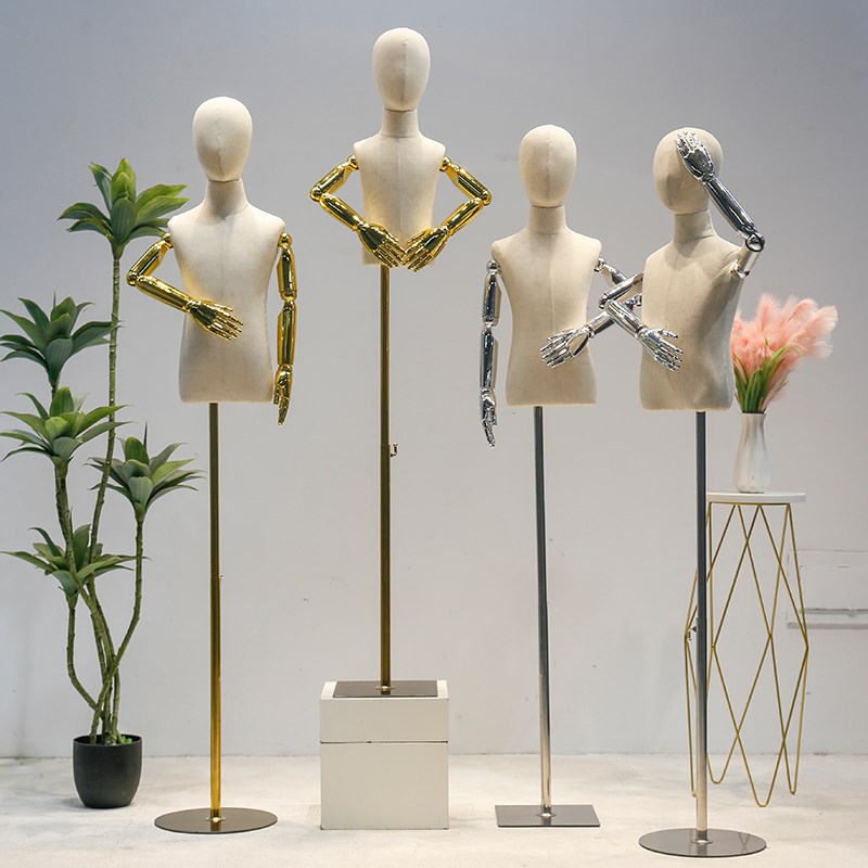 电镀儿童模特服装店橱窗道具x高档男女小童人偶童装模特展示架全