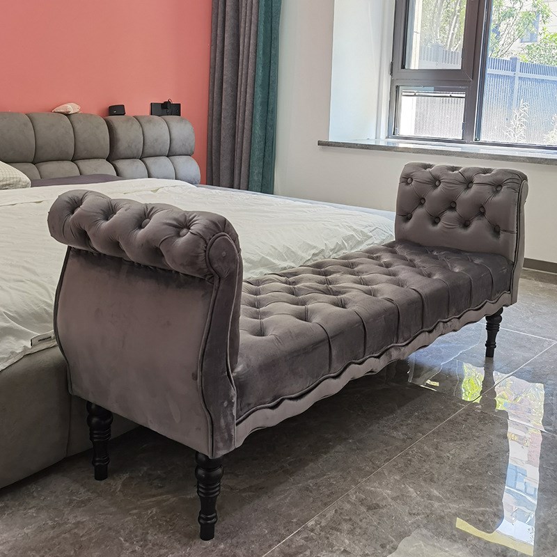 美式轻奢时尚床尾凳卧室长条高脚凳衣帽间换鞋沙发凳法Y式简约椅