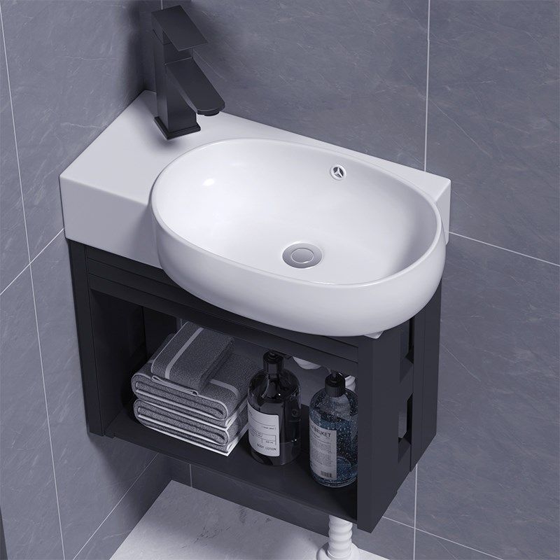 小户型挂墙式陶瓷洗手p盆柜太空铝支架洗脸盆卫生间窄边挂盆洗漱