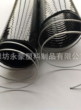 pvc大口径黑色橡胶管 螺旋增强钢丝软I管 耐油耐酸碱煤矿用高压管