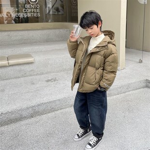 男童2024秋冬新款连帽加厚羽绒服冬装衣服儿童韩版童装女童外套潮