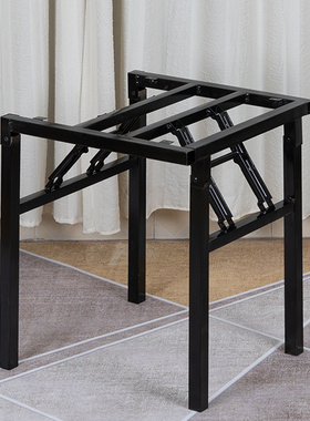 简易可折叠桌腿支架 桌架 家z用桌子腿餐桌腿黑色架子金属标配桌
