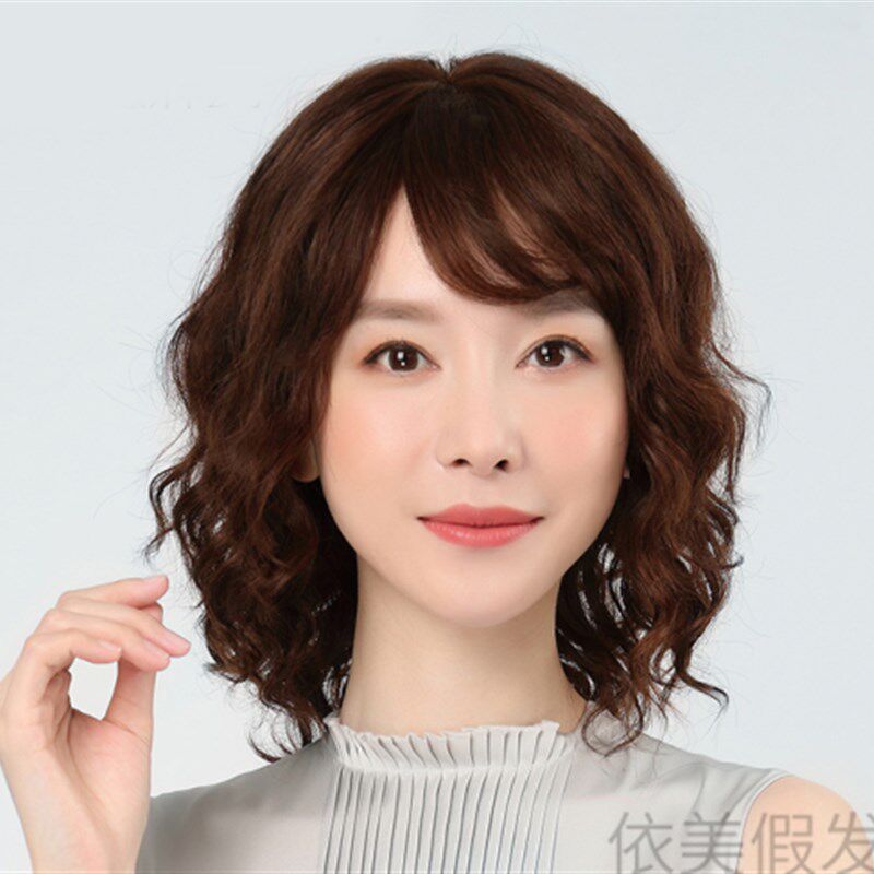 假发女中长发气质短卷发中年妈妈发型全真发全头套自然光头假发套
