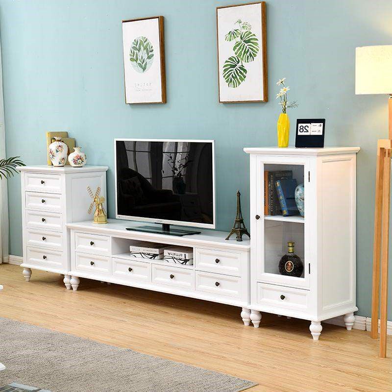 美式乡村电视柜白色客厅柜轻奢z地柜整装简约小户型茶几电视柜家