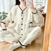 小碎花秋冬空气棉月子服孕妇哺y乳睡衣冬季 10月份产后喂奶家居服1