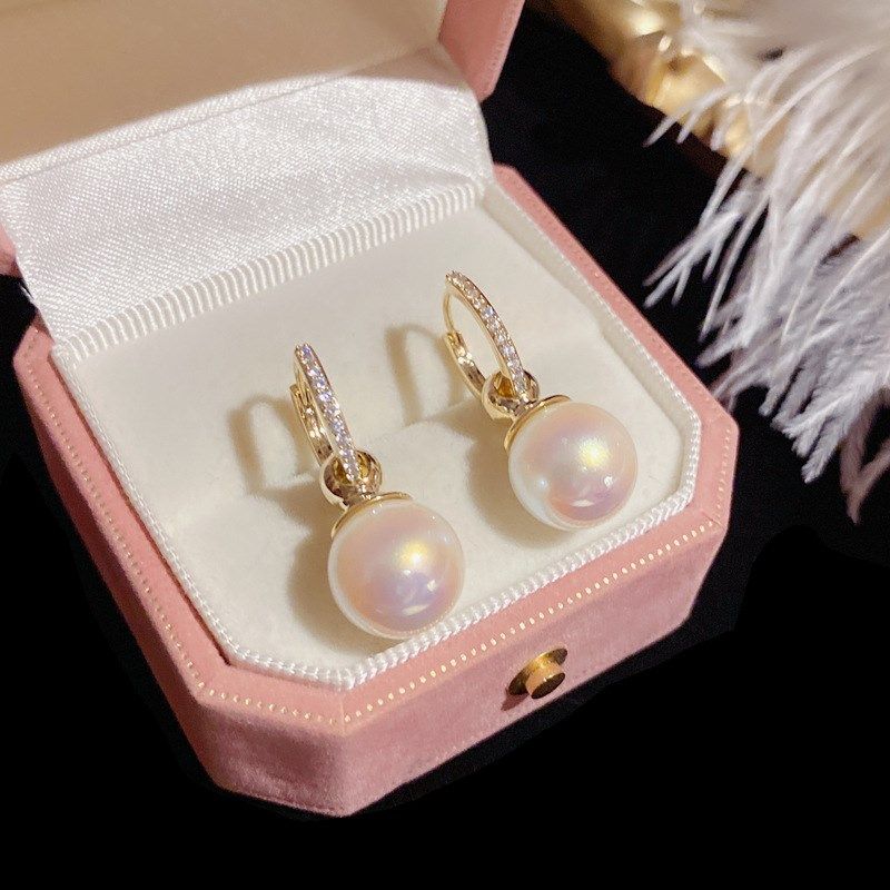 新款小众高级感轻奢m微镶天然淡水珍珠耳环简约精致气质百搭耳饰