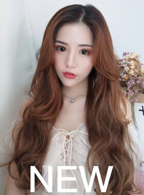 假发长卷发新款V型半头套女生中分长发蓬松逼真时尚修脸发套
