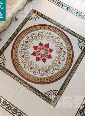 客厅瓷砖拼花80X80 玄关入户欧式拼图抛晶砖酒店大堂餐厅地砖地画