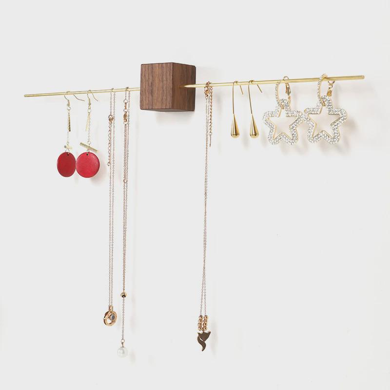 简约大气胡桃木榉木挂墙首饰架耳环项链饰品墙面展架