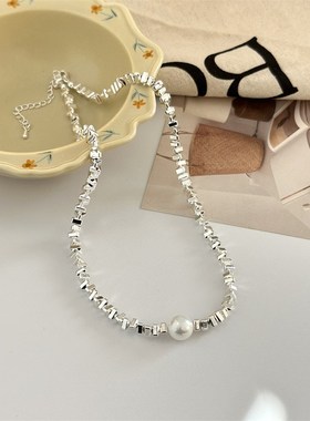 轻奢小众高级感珍珠项链 2023爆款碎银几两百搭锁骨链 时尚锁骨链