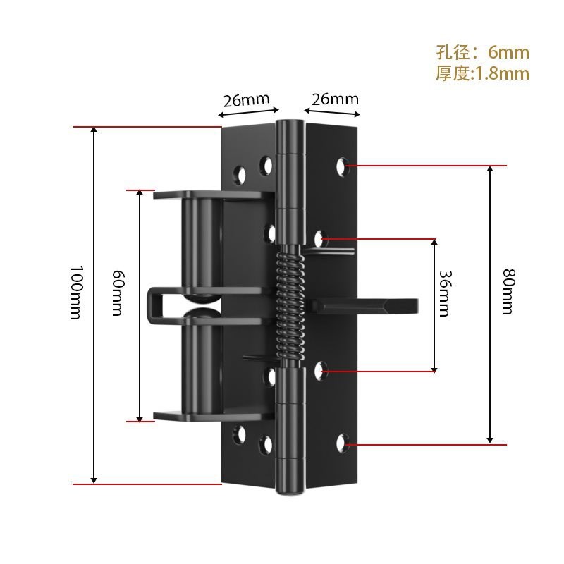 多功能闭门器自动关门合页弹簧隐形铰链90度直角定位推拉门缓冲器