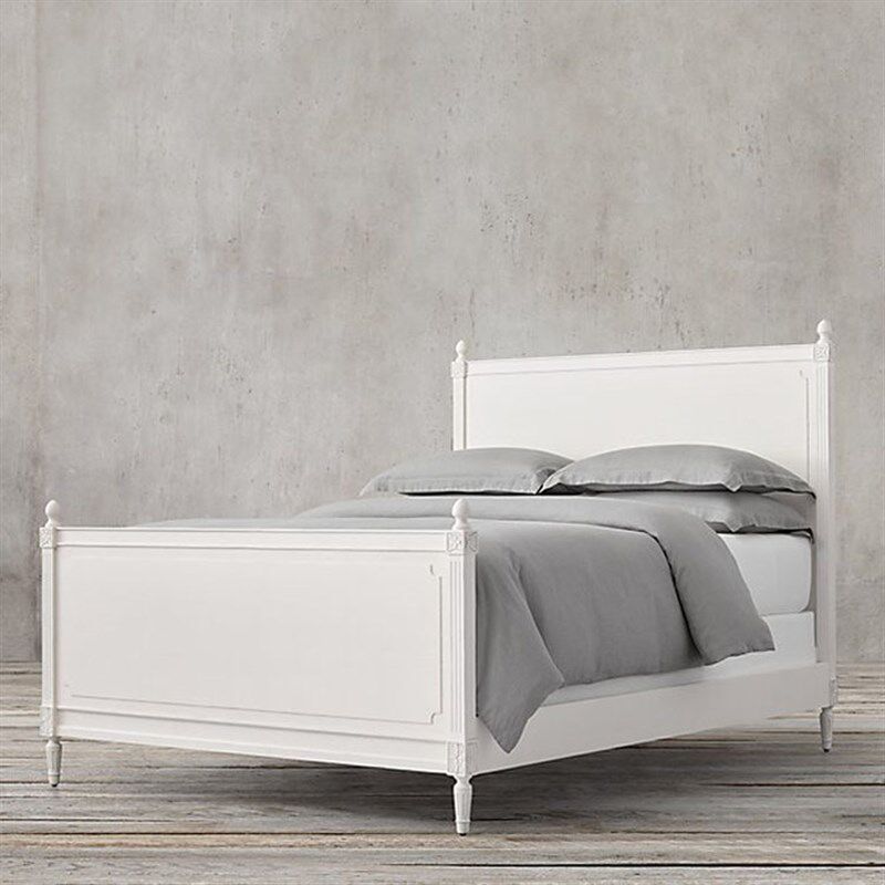 美式实木双人床1.8米 法式仿古做旧白色实木橡木床简约婚床欧式床
