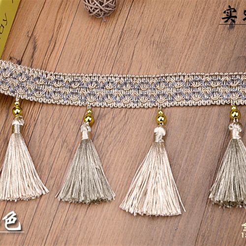 窗帘流苏花边  帘头电镀珠双色吊穗花边婚庆装饰花边