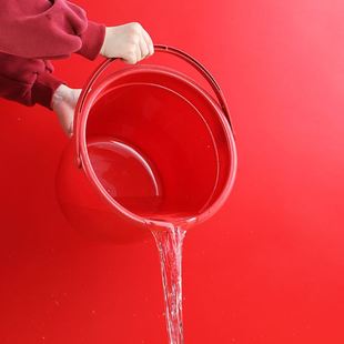 小水桶盖桶喜庆盆盘带搬家储水桶大红色子孙桶结喜事婚庆用品塑料