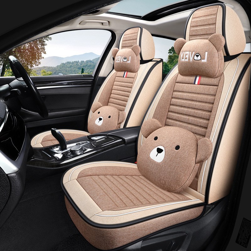 汽车坐垫四季适用福特嘉年华福克斯福睿斯运动四季全包亚麻布座套