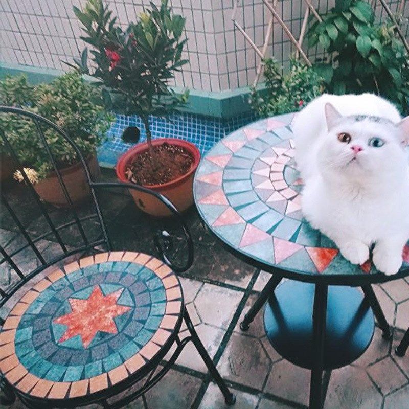 欧式铁艺马赛克室外阳台桌椅三件套户外庭院露台休闲升降小茶几,户外/登山/野营/旅行用品,户外椅子凳子,淘宝优惠券,粉丝福利购,淘宝优惠卷