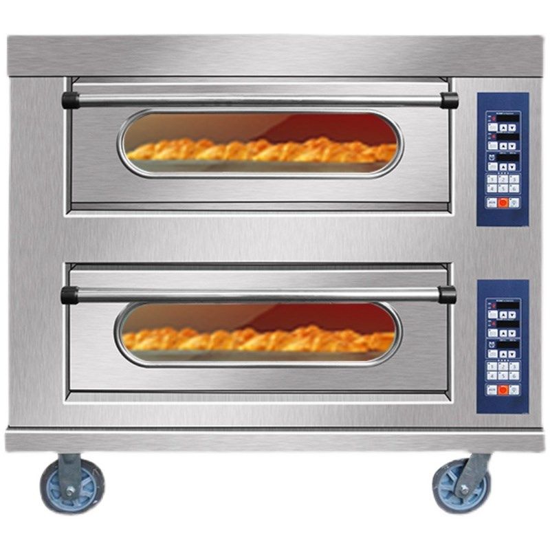 电烤箱商用大容量双层两盘蛋糕面包披萨烤K饼烘焙摆摊燃气平炉烤