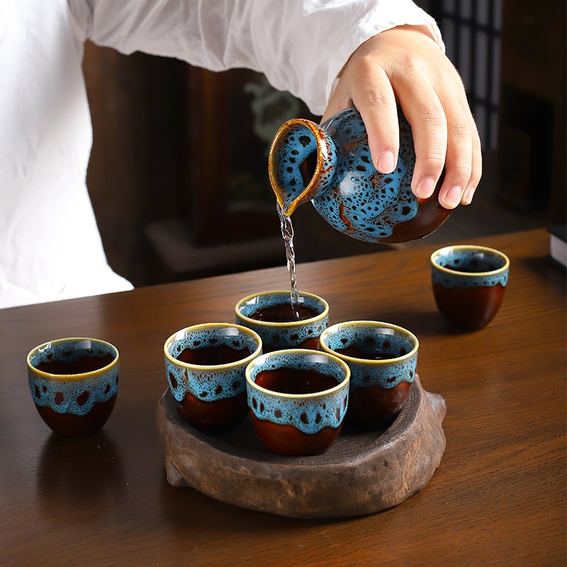 陶瓷酒具套装f家用酒壶酒杯分酒器小号一斤半斤温酒壶窑变中式酒