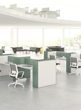 公司职员办公桌椅组合办公室员工位四六人卡座简约U现代电脑桌工