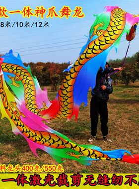 健身彩带龙鞭龙甩龙彩带彩v绸印花一体布龙带广场单人手耍龙锻炼