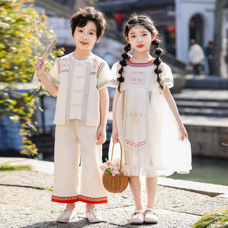 广西壮族瑶族儿童三月三民族y服装新款少数民族表演服套装民族风