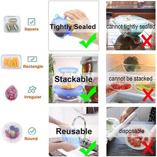 Fres Caps Lid Silicone ver Flexible CookwaRre Wrap Food Bowl