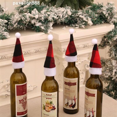 Christmas hat checkered knife and fork hatX餐桌装饰品刀叉套