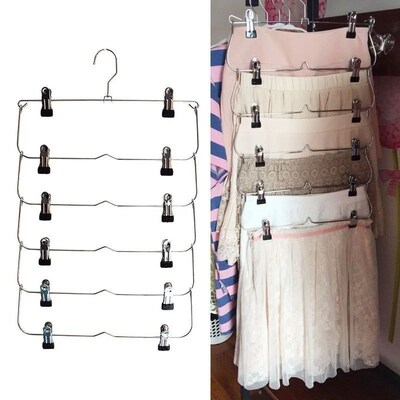 6 Layber Clothes Hangers Multilayer Skirt Trouser Hanger for