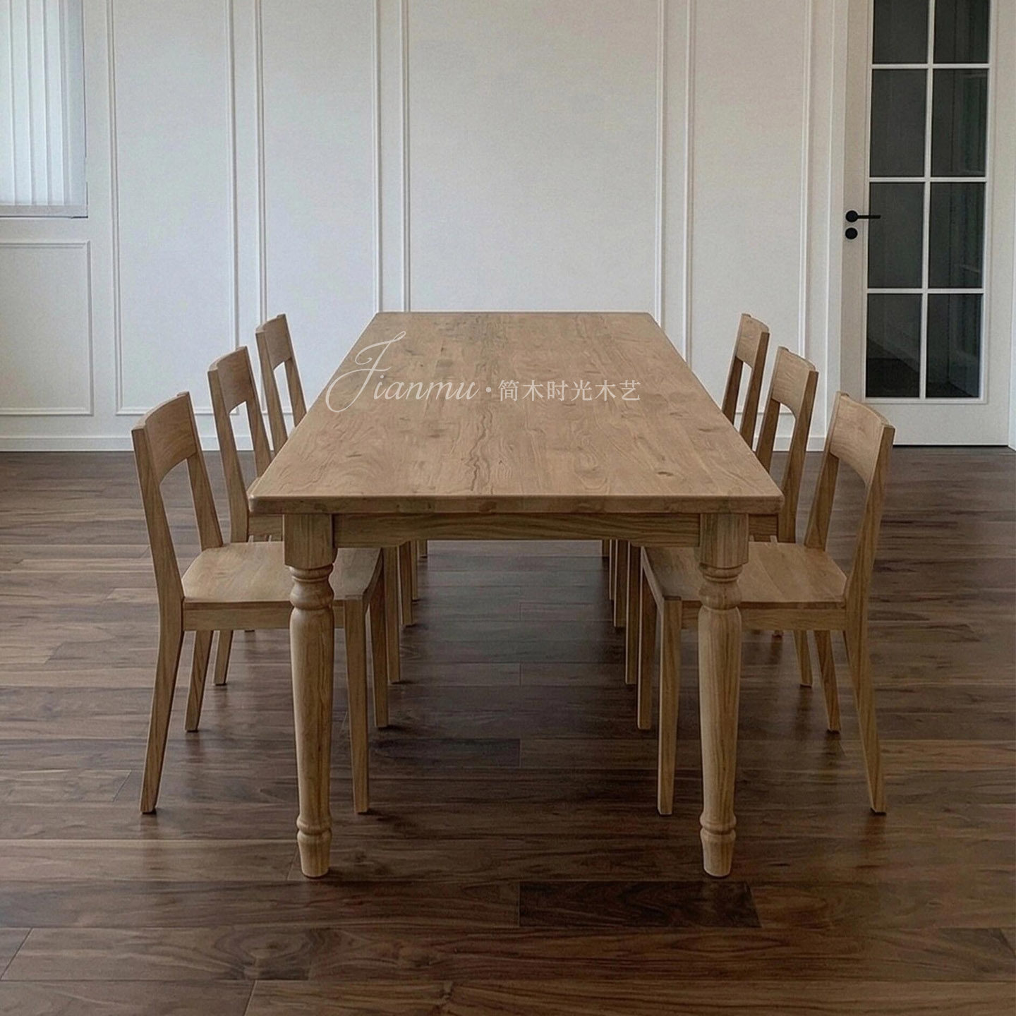 法式乡村全实木长方形餐桌复古餐厅桌子现代家用餐桌椅子组合定制