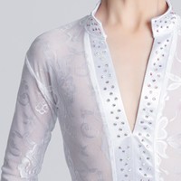 丹笛爾拉丁舞服套裝男童少兒拉丁練功服男孩比賽訓(xùn)練舞蹈服長(zhǎng)袖
