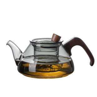 孟瀚玻璃茶壶茶水分离泡茶壶耐高温胡桃木花茶壶小型电陶炉煮茶壶