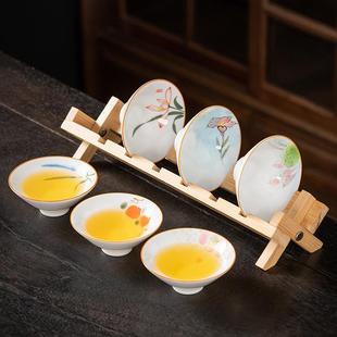 家用陶瓷茶具喝茶小杯子功夫茶碗品茗杯 问谦堂手绘斗笠杯茶杯套装
